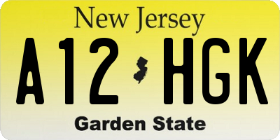 NJ license plate A12HGK