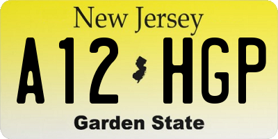 NJ license plate A12HGP