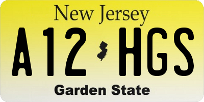 NJ license plate A12HGS