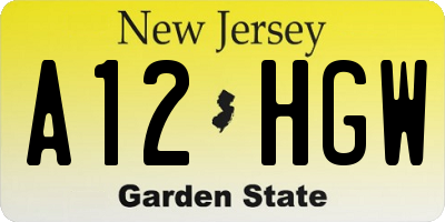 NJ license plate A12HGW