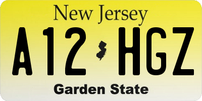 NJ license plate A12HGZ