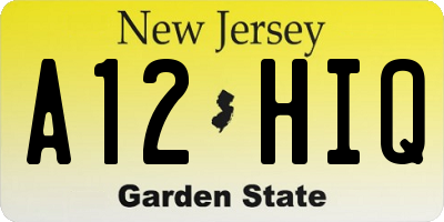 NJ license plate A12HIQ