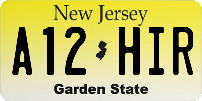 NJ license plate A12HIR