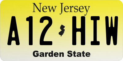 NJ license plate A12HIW