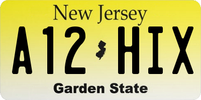 NJ license plate A12HIX