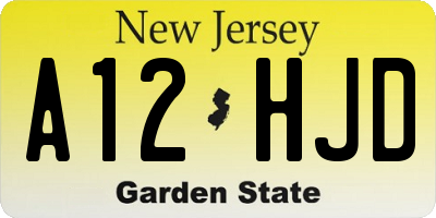 NJ license plate A12HJD