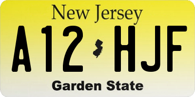 NJ license plate A12HJF