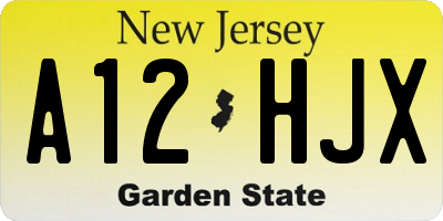 NJ license plate A12HJX