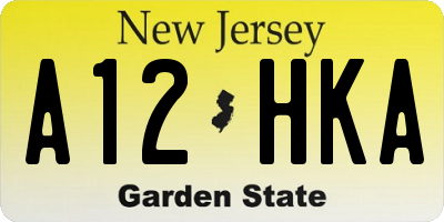 NJ license plate A12HKA