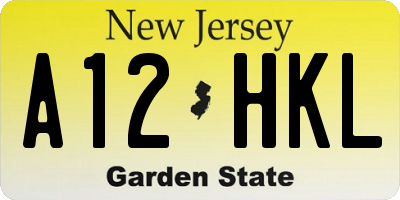 NJ license plate A12HKL