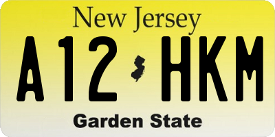 NJ license plate A12HKM