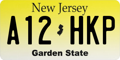 NJ license plate A12HKP