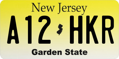 NJ license plate A12HKR