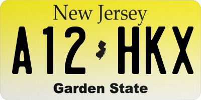 NJ license plate A12HKX