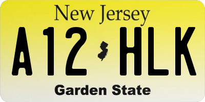 NJ license plate A12HLK