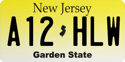 NJ license plate A12HLW
