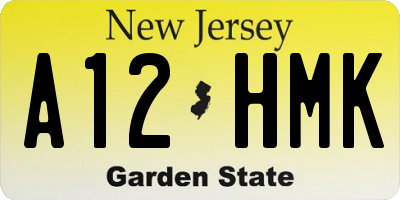 NJ license plate A12HMK