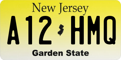 NJ license plate A12HMQ