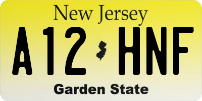 NJ license plate A12HNF