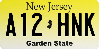 NJ license plate A12HNK