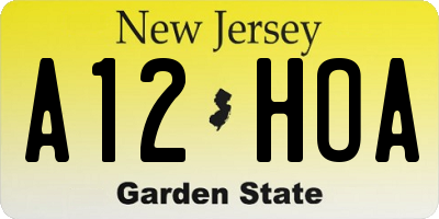 NJ license plate A12HOA