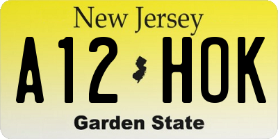 NJ license plate A12HOK