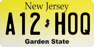 NJ license plate A12HOQ