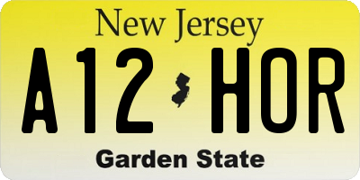 NJ license plate A12HOR