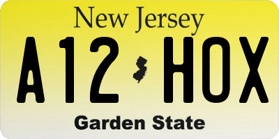 NJ license plate A12HOX