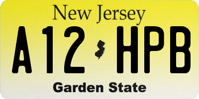 NJ license plate A12HPB