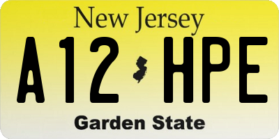 NJ license plate A12HPE