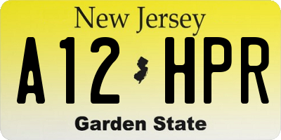 NJ license plate A12HPR