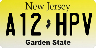NJ license plate A12HPV