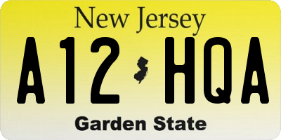 NJ license plate A12HQA