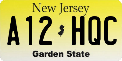 NJ license plate A12HQC