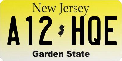 NJ license plate A12HQE