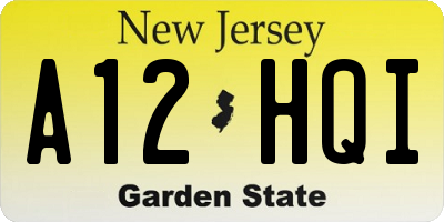 NJ license plate A12HQI