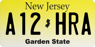 NJ license plate A12HRA