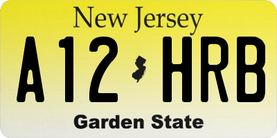 NJ license plate A12HRB