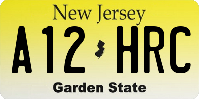NJ license plate A12HRC
