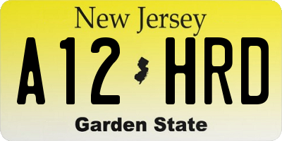 NJ license plate A12HRD
