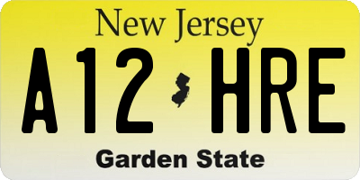 NJ license plate A12HRE