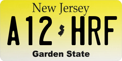 NJ license plate A12HRF