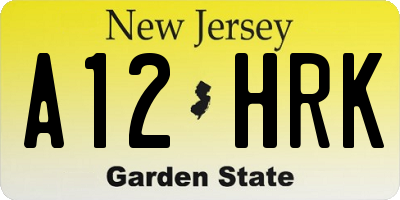 NJ license plate A12HRK