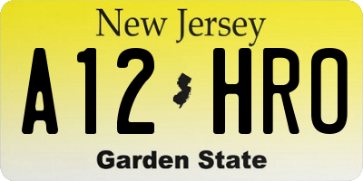 NJ license plate A12HRO