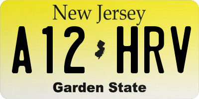 NJ license plate A12HRV
