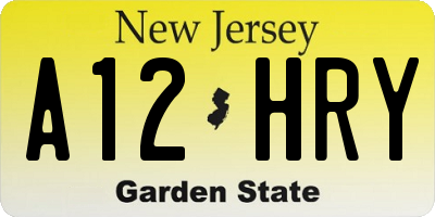 NJ license plate A12HRY