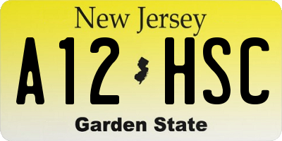 NJ license plate A12HSC