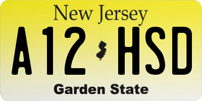 NJ license plate A12HSD