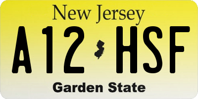 NJ license plate A12HSF